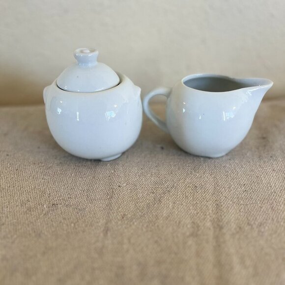 Vintage 1998 White Porcine Sugar & Creamer Coffee Set - Picture 5 of 9